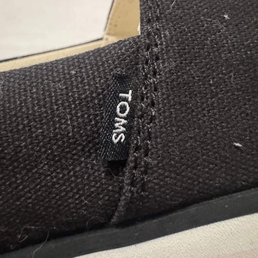 TOMS Alpargata Platform Shoes Rainbow Sole Black Canvas Women's Size 7